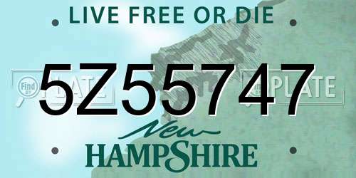 5Z55747 New Hampshire License Plate