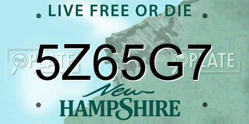 5Z65G7 New Hampshire License Plate
