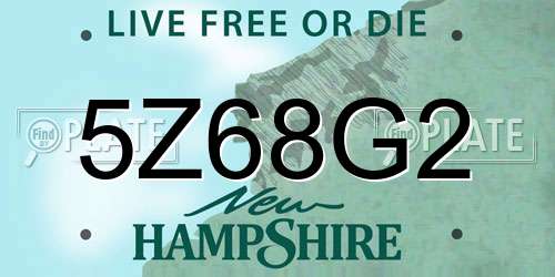 5Z68G2 New Hampshire License Plate