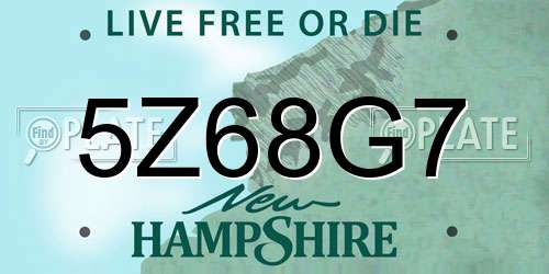5Z68G7 New Hampshire License Plate