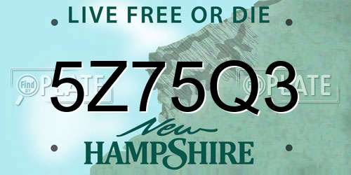 5Z75Q3 New Hampshire License Plate