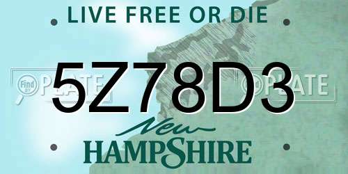 5Z78D3 New Hampshire License Plate