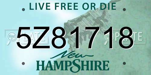5Z81718 New Hampshire License Plate