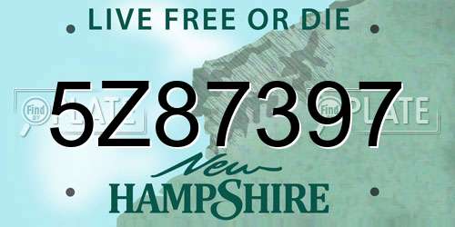 5Z87397 New Hampshire License Plate