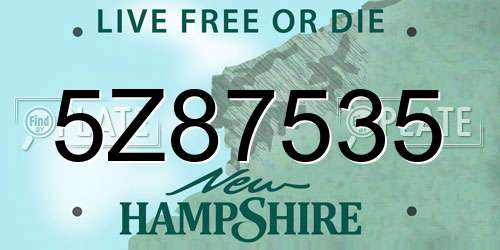 5Z87535 New Hampshire License Plate