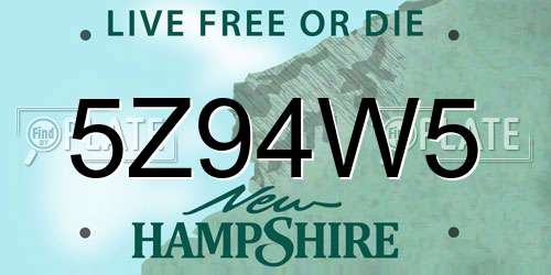 5Z94W5 New Hampshire License Plate