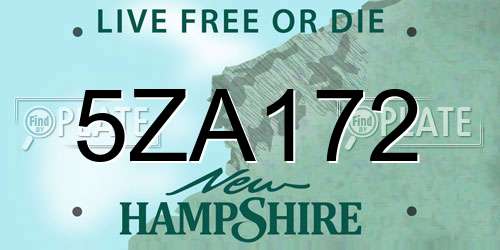 5ZA172 New Hampshire License Plate