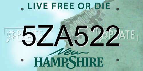 5ZA522 New Hampshire License Plate