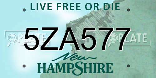 5ZA577 New Hampshire License Plate