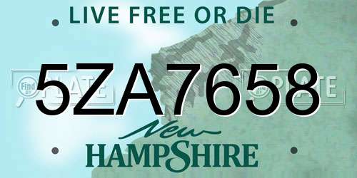 5ZA7658 New Hampshire License Plate