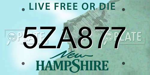 5ZA877 New Hampshire License Plate