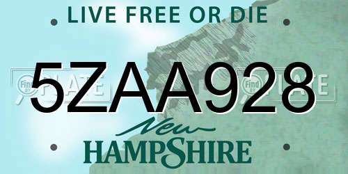 5ZAA928 New Hampshire License Plate