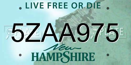 5ZAA975 New Hampshire License Plate