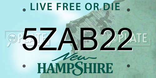 5ZAB22 New Hampshire License Plate