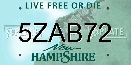 5ZAB72 New Hampshire License Plate