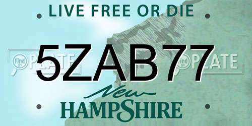 5ZAB77 New Hampshire License Plate