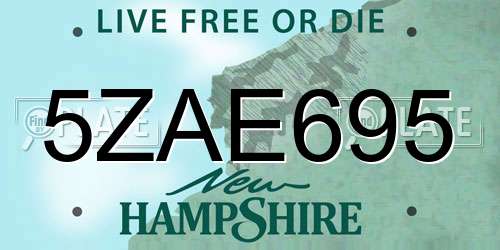 5ZAE695 New Hampshire License Plate