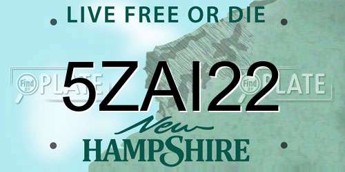 5ZAI22 New Hampshire License Plate