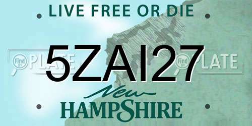 5ZAI27 New Hampshire License Plate