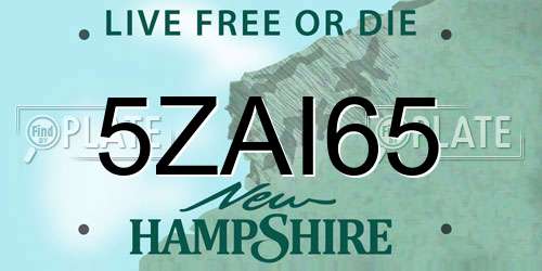 5ZAI65 New Hampshire License Plate