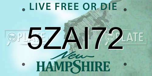 5ZAI72 New Hampshire License Plate