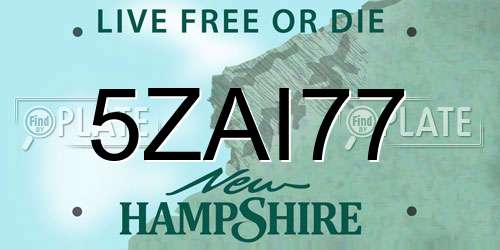 5ZAI77 New Hampshire License Plate