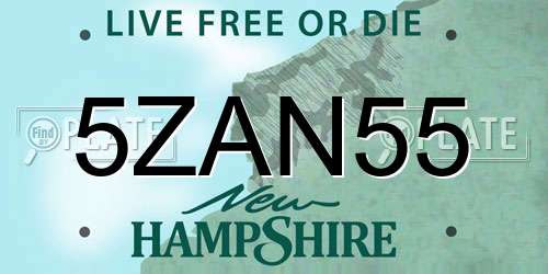 5ZAN55 New Hampshire License Plate