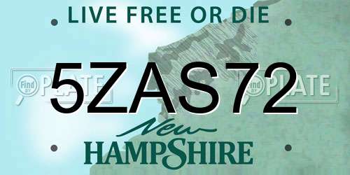 5ZAS72 New Hampshire License Plate