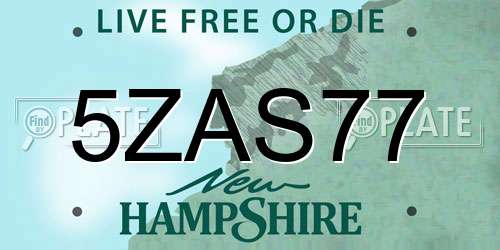 5ZAS77 New Hampshire License Plate