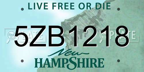 5ZB1218 New Hampshire License Plate