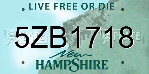 5ZB1718 New Hampshire License Plate