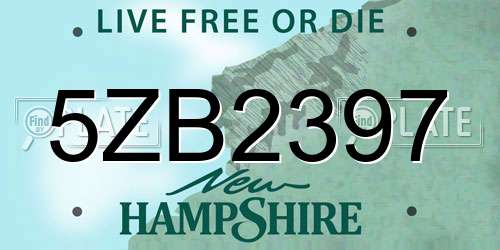 5ZB2397 New Hampshire License Plate