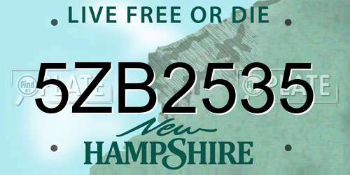 5ZB2535 New Hampshire License Plate