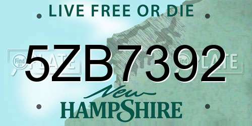 5ZB7392 New Hampshire License Plate