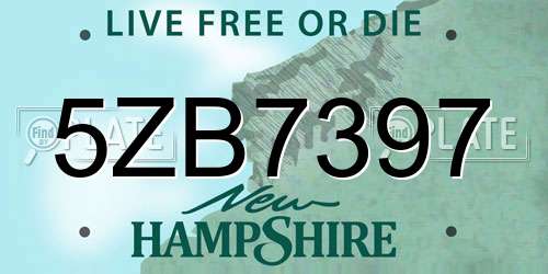 5ZB7397 New Hampshire License Plate