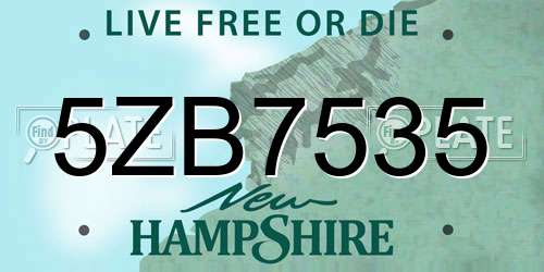 5ZB7535 New Hampshire License Plate