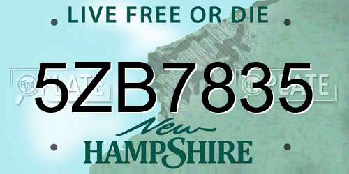 5ZB7835 New Hampshire License Plate