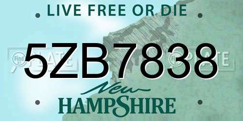 5ZB7838 New Hampshire License Plate