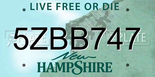 5ZBB747 New Hampshire License Plate