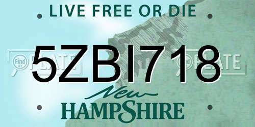 5ZBI718 New Hampshire License Plate