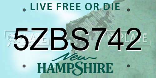 5ZBS742 New Hampshire License Plate