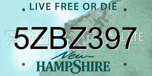 5ZBZ397 New Hampshire License Plate