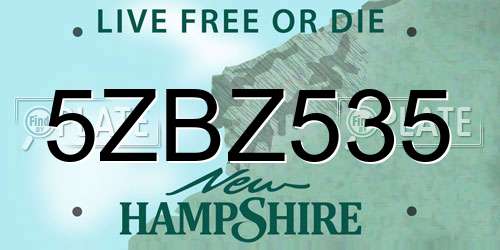 5ZBZ535 New Hampshire License Plate
