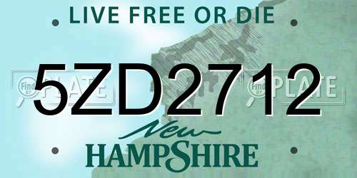 5ZD2712 New Hampshire License Plate