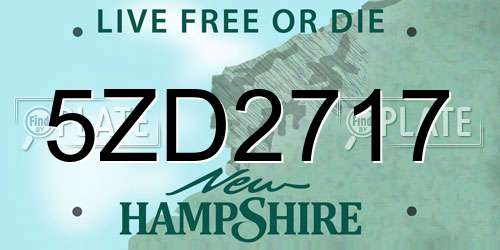 5ZD2717 New Hampshire License Plate