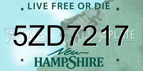 5ZD7217 New Hampshire License Plate