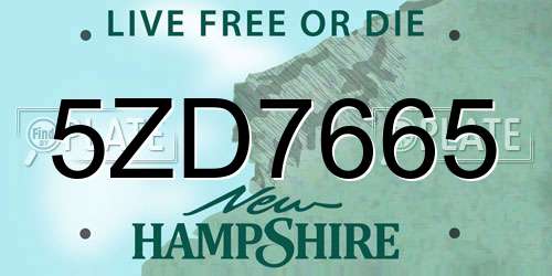 5ZD7665 New Hampshire License Plate