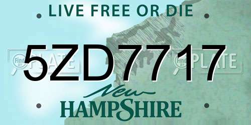 5ZD7717 New Hampshire License Plate