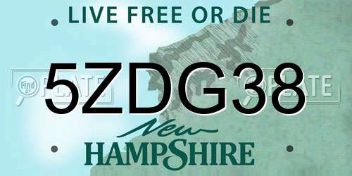 5ZDG38 New Hampshire License Plate