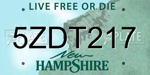 5ZDT217 New Hampshire License Plate